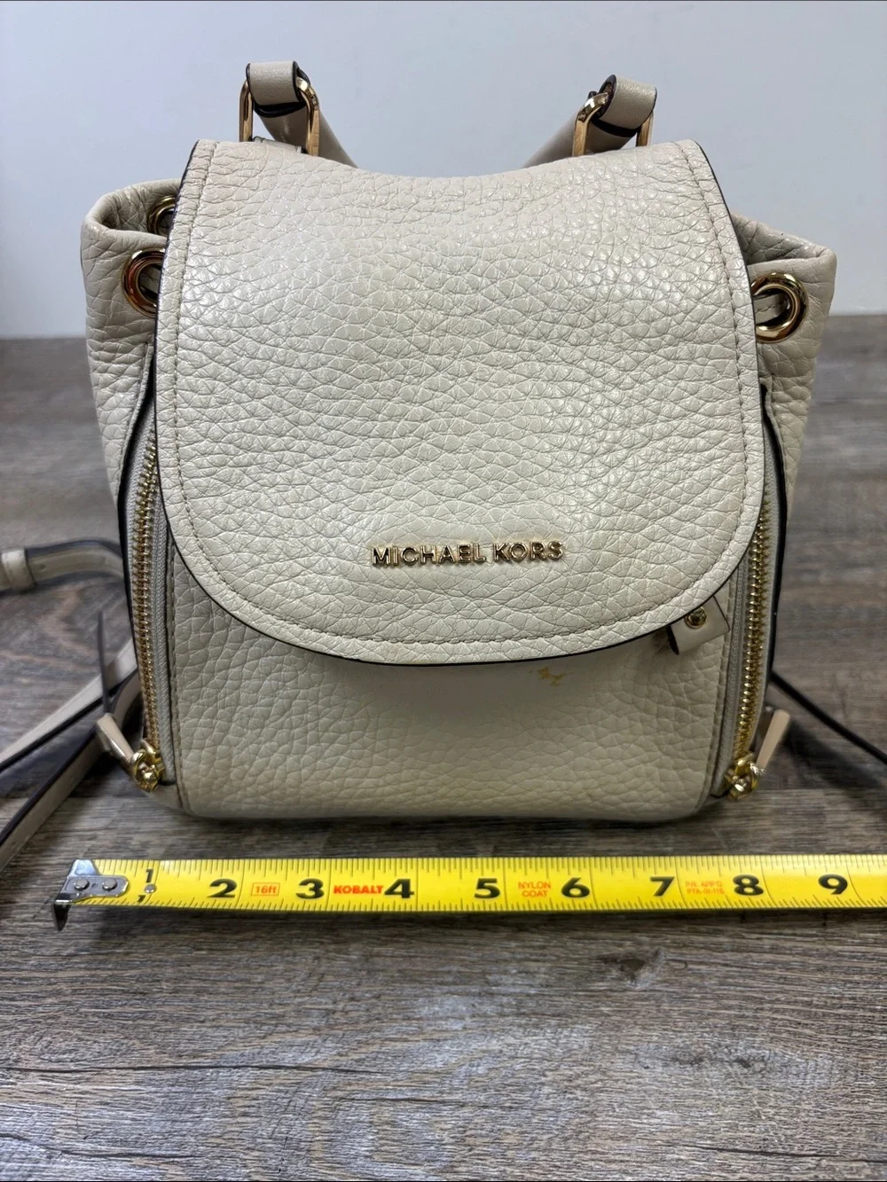Michael Kors Viv Extra Small Pebbled Leather Backpack Crossbody Cream